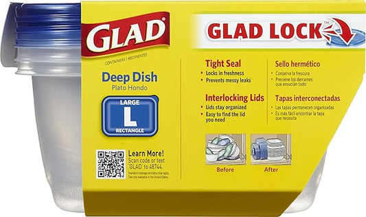 Glad Food Storage Containers, Deep Dish, 64 Ounce, 3 Count