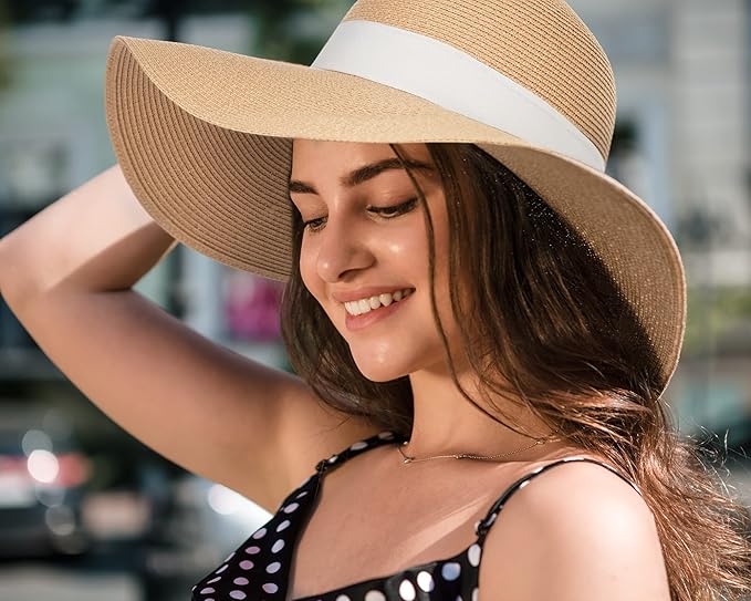 FURTALK Womens Sun Straw Hat Wide Brim UPF 80 Summer Hat Foldable Packable Floppy Beach Hats for Women