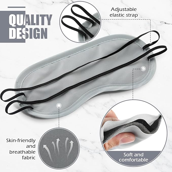 Tarpop 200 Pcs Eye Mask Sleeping Blindfold Eye Cover with Adjustable Strap for Games Party Team Building Travel Individually Wrapped Sleep Mask for Women Men (Gray)