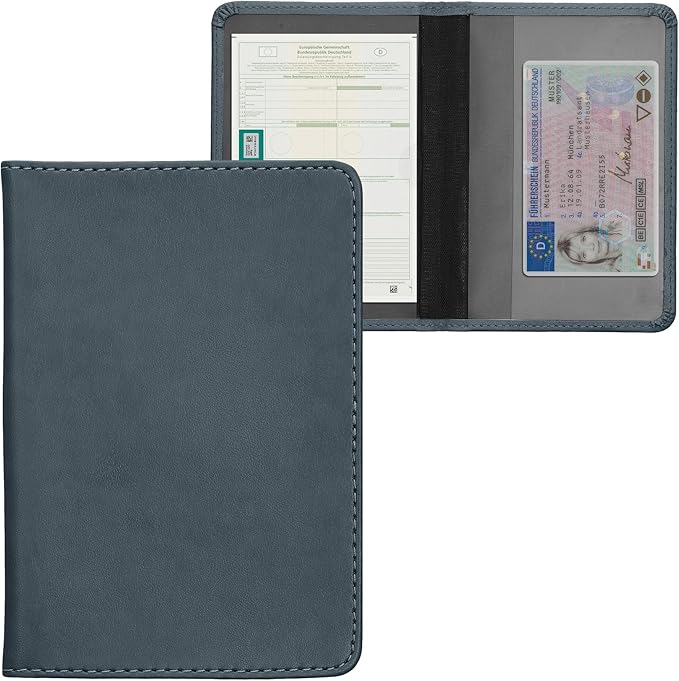 kwmobile Registration and Insurance Holder - Car Document Holder for Vehicle Documents and Cards - PU Leather - Black