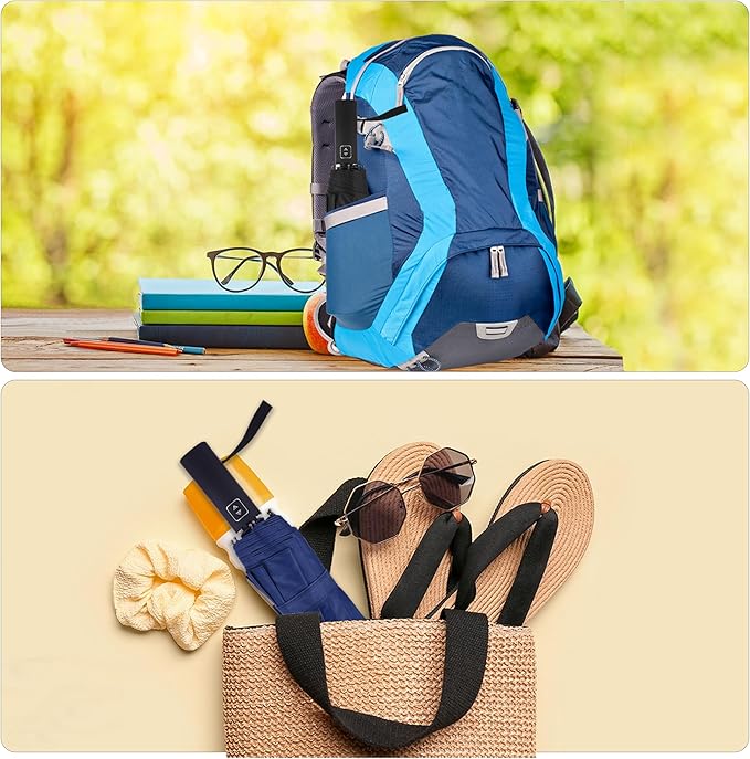 46 Inch Compact Umbrellas for Rain - Travel Small Umbrella - Automatic Folding Umbrella - Windproof Portable Umbrella, Double 10-rib