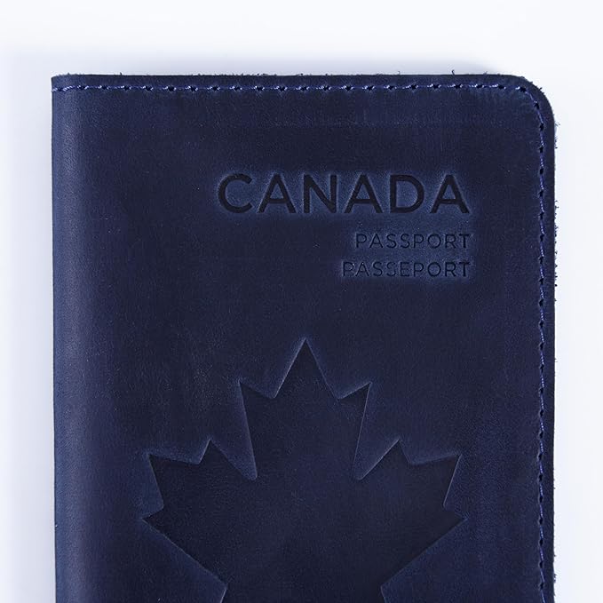 INCARNE Passport Cover - Travel Passport Wallet - Leather Passport Holder for Men Women Family with Card Slots & Note Compartmen - Sleeve Protector - Genuine Leather - Vintage Blue