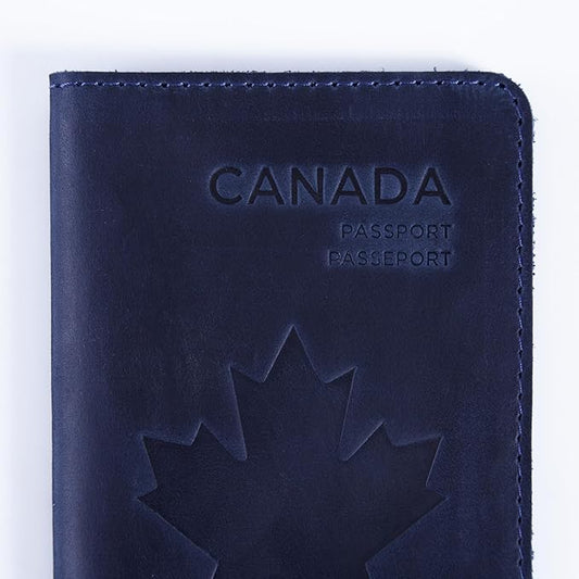 INCARNE Passport Cover - Travel Passport Wallet - Leather Passport Holder for Men Women Family with Card Slots & Note Compartmen - Sleeve Protector - Genuine Leather - Vintage Blue