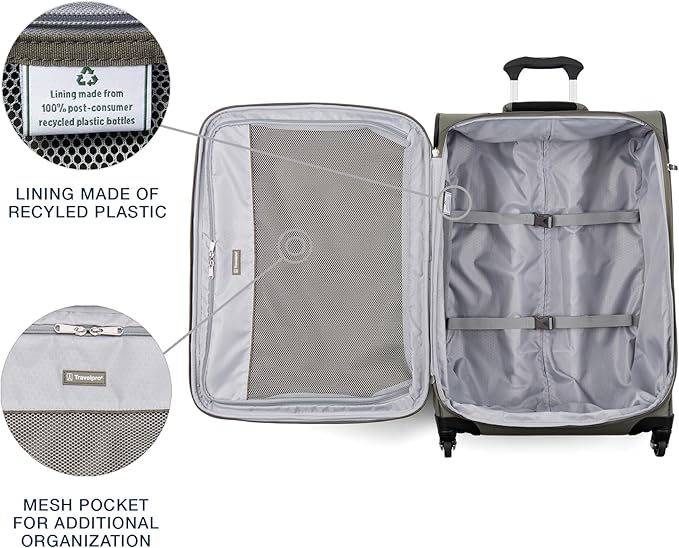 Travelpro Maxlite 5 Softside Expandable Checked Luggage with Spinner Wheels, Lightweight, 25-Inch — Slate Green