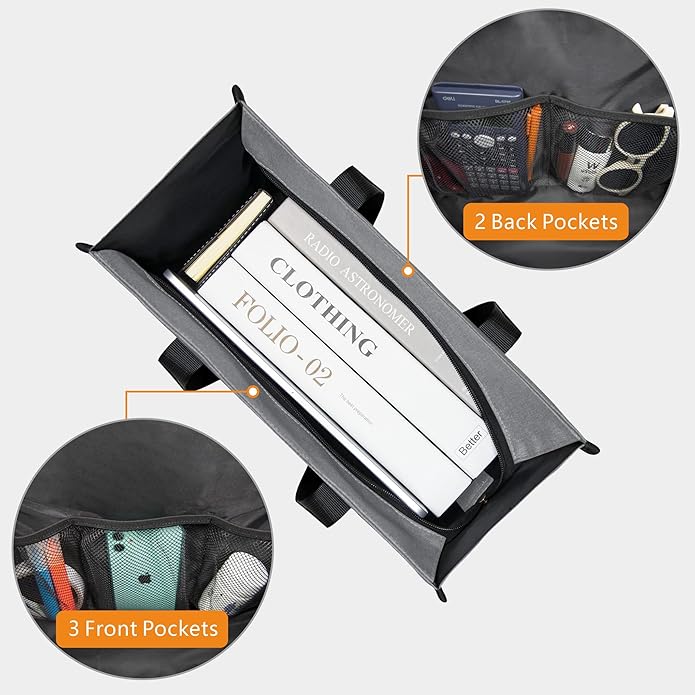 TOPDesign Utility Water Resistant Tote Bag with 13 Pockets, Top Zipper Closure & Thick Bottom Support, for Working Women