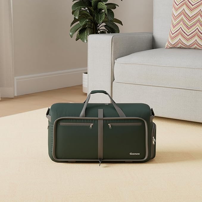 Gonex 40L 60L 80L 100L 150L Large Foldable Travel Duffle Bag with Shoes Compartment, Packable Lightweight Water Repellent Duffel Bag for Camping Gym Weekender Bag