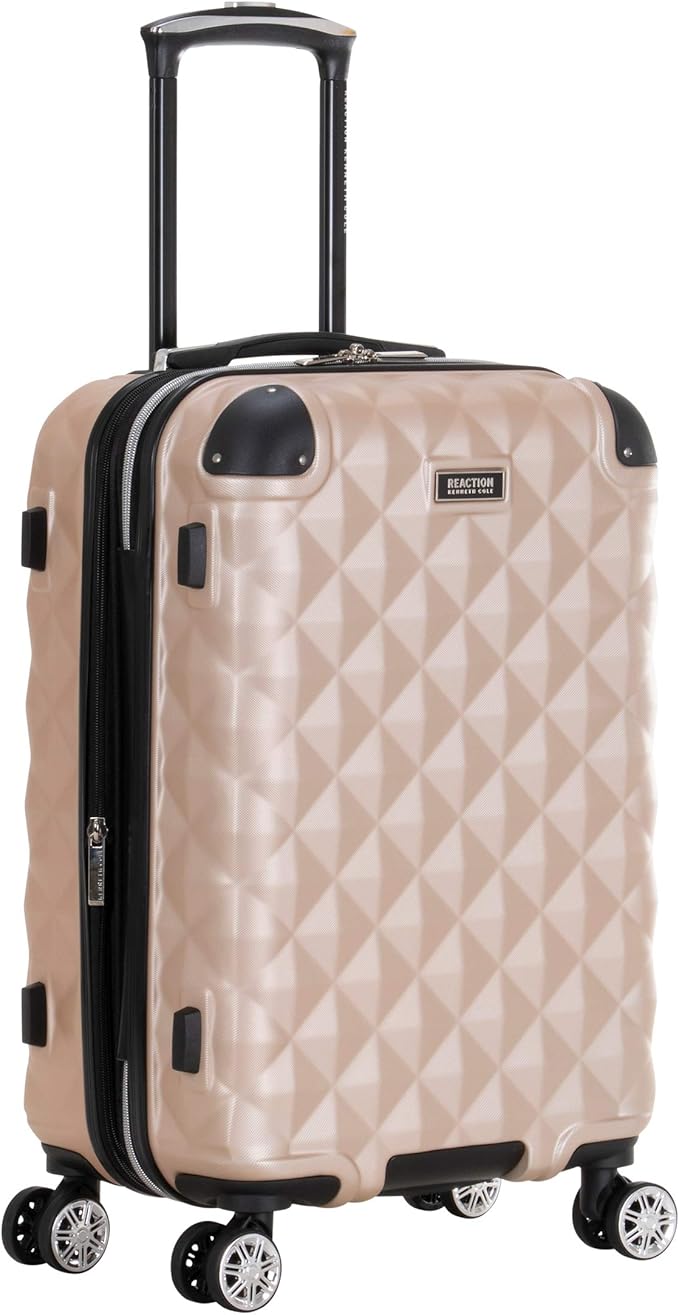 Kenneth Cole REACTION Diamond Tower Collection Lightweight Hardside Expandable 8-Wheel Spinner Travel Luggage, Rose Champagne, 3-Piece Set (20", 24", & 28")