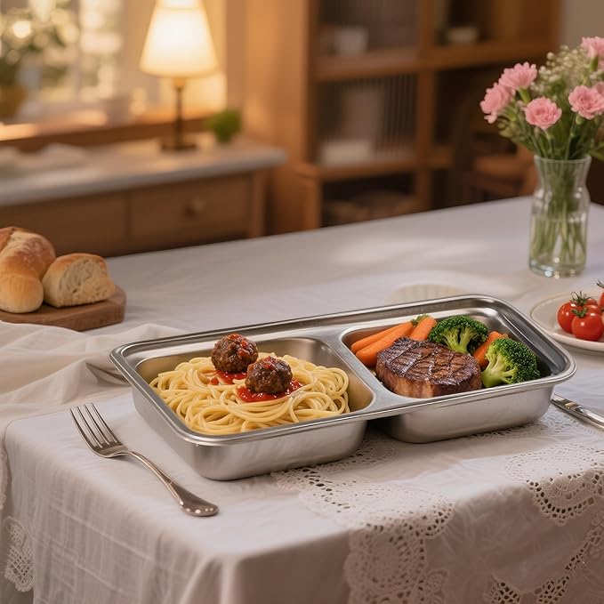 Stainless Steel Snack Containers,Separate Compartments for Reuse,Suitable for Lunch, Snacks and Other Scenarios,Suitable for Dining Out and Camping. (6pcs)