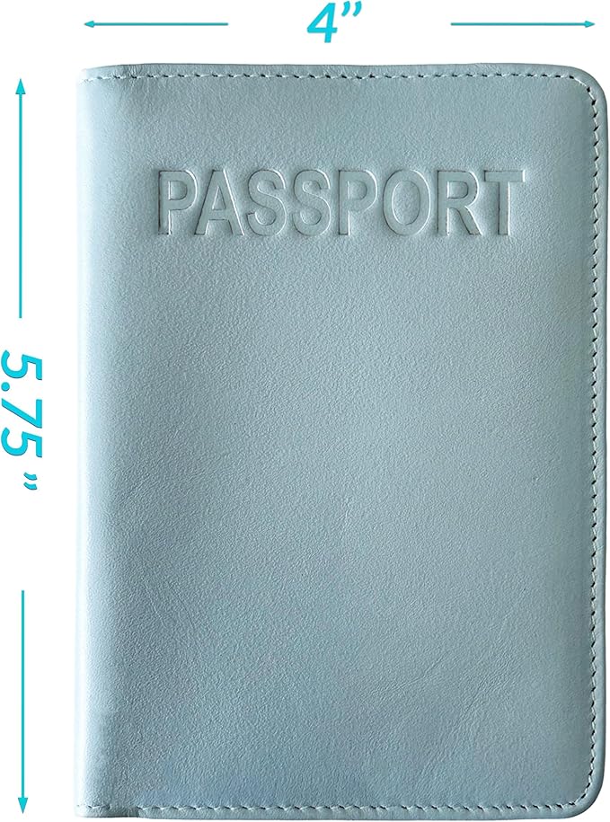 Personalized Monogrammed Chambray Leather RFID Passport Cover Holder and 2 Luggage Tags