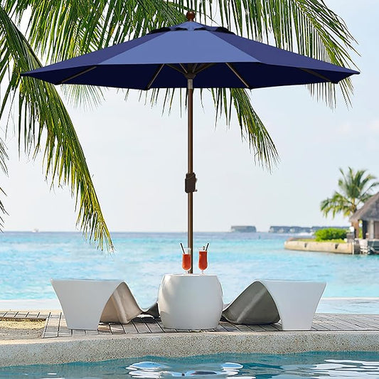 EliteShade USA 10-Year-Non-Fading 9Ft Market Umbrella Patio Umbrella Outdoor Table Umbrella with Ventilation, Navy Blue