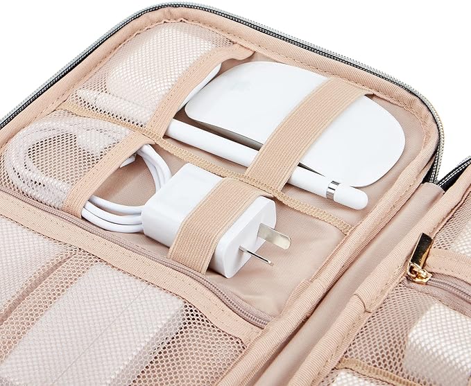 NISHEL Travel Cord Organizer Case, Tech Electronic Bag, Essentials for Charger, Cable, Phone, Hard Drive, USB, SD Card, Aegean-Blue