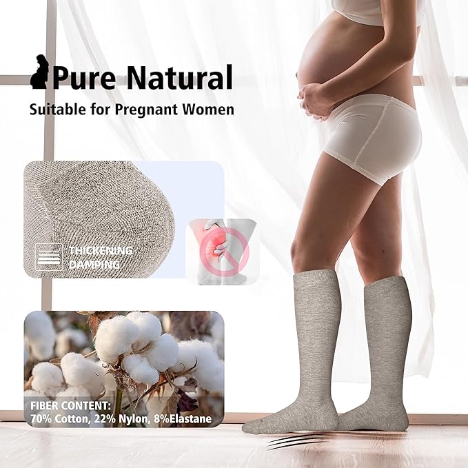 LEVSOX Thick Cotton Compression Socks for Women&Men 20-30mmHg Knee High Cute Support Sock for Nurses, Pregnancy, Travel