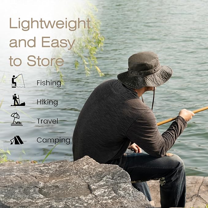Bucket Hat Wide Brim UV Protection Sun Hat Boonie Hats Fishing Hiking Safari Outdoor Hats for Men and Women