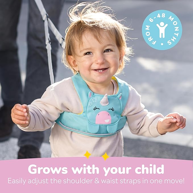 Trunki Toddler Leash - Fuss Free Toddler Walking Reins & Kids Safety Harness | Baby Leash for Kids – Una Unicorn (Turquoise)