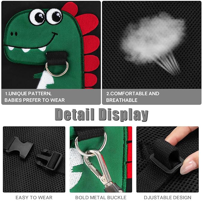 Toddler Leash-Baby Walking Safty Harness and Child Anti Lost Wrist Link for Girls/Boys Travel (Black)