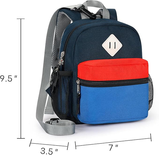 STEAMEDBUN Toddler Backpack Leash for 1-3: Backpack with Leash for Boys Girls - Anti-Lost Harness Backpack for Walking, Dark-blue&red