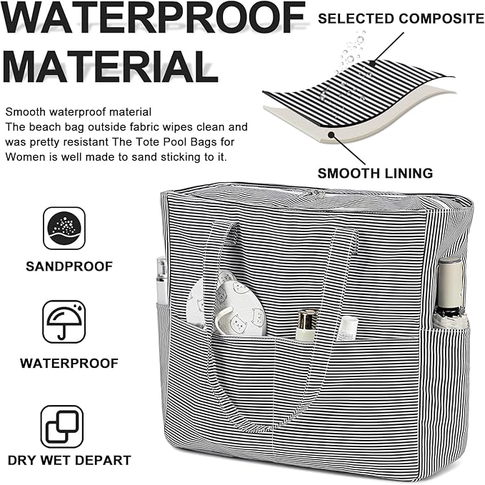 Bluboon Waterproof Beach Tote Pool Bags for Women Ladies Extra Large Carry On Bag With Wet Compartment for Weekender Travel