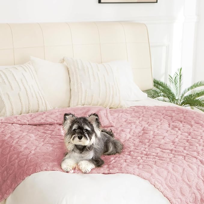 gogobunny Calming Plush Dog Cat Blanket 300GSM Coral Fleece, Ultra-Soft Machine Washable Pet Bedding for Small Medium Dogs Cats Puppies Kittens (Pink, 60x80)