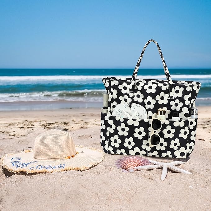 Bluboon Waterproof Beach Tote Pool Bags for Women Ladies Extra Large Carry On Bag With Wet Compartment for Weekender Travel