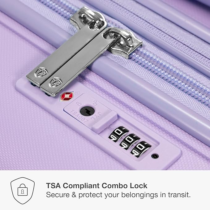 Traveler's Choice Pagosa Indestructible Hardshell Expandable Spinner Luggage, Lavender, 2-Piece Set (22/26)