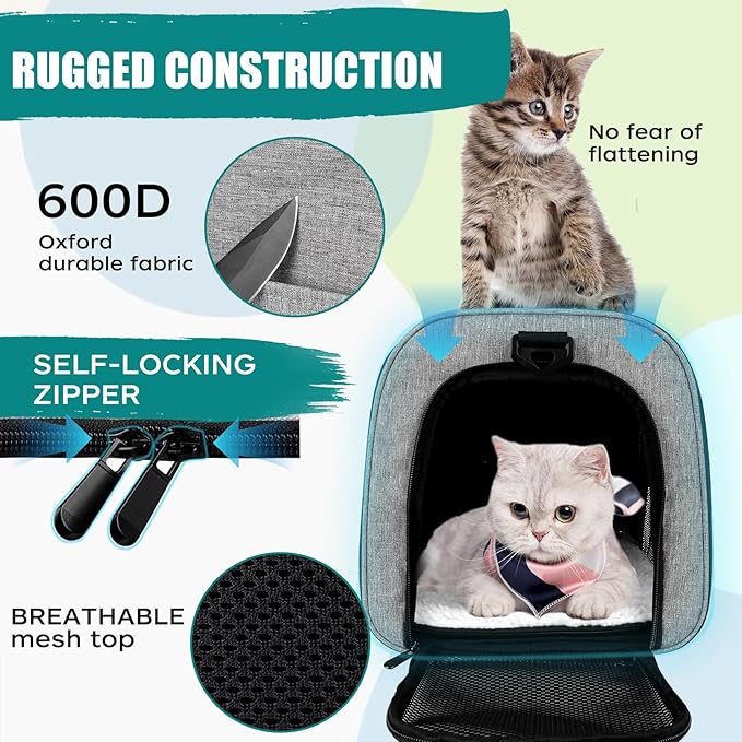 Top tasta Dog Cat Carrier Pet Carriers for Small Medium Large Cats Dogs Carrier Soft Sided Small Puppy Dog Carrier Portable Foldable Airline Approved Dog Cat Travel Carrier Grey Black M
