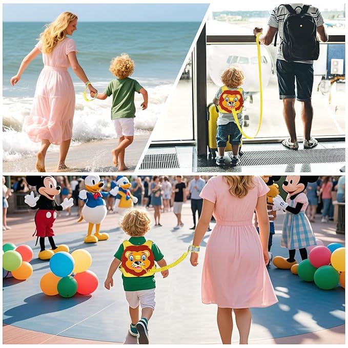 Toddlers Leash + Anti Lost Wrist Link Child Kids Safety Harness Kids Walking Wristband Assistant Strap Belt for Boys Pink Christmas Gift (Yellow)