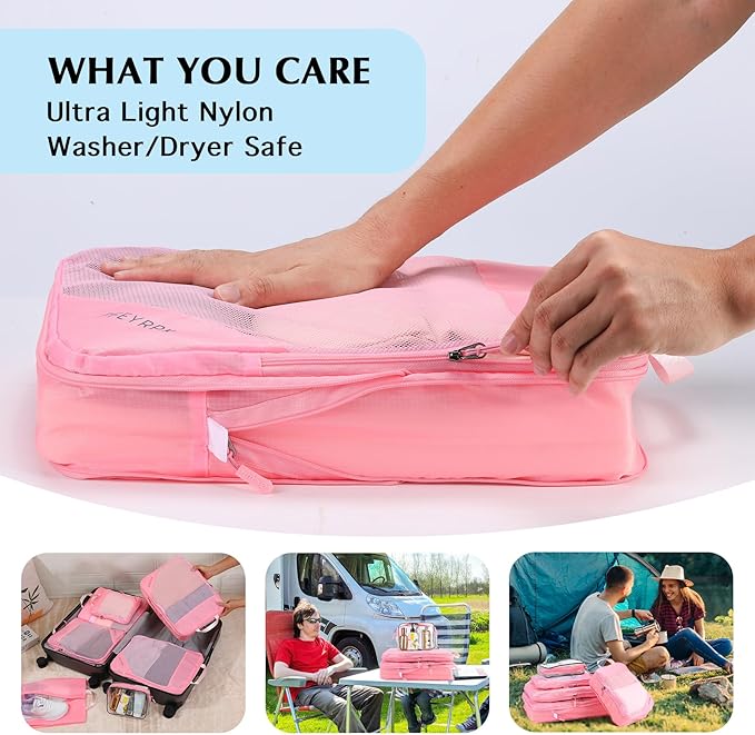 Lightweight Compression Packing Cubes for Suitcases, Compressible Expandable Travel Packing Organizer with Clear Toiletries and Backpack Bag, Travel Essentials for Carry on Luggage 7 Set