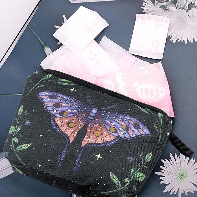 Cute Animal Lovers Gifts Butterfly Cosmetic Bag Makeup Pouch with Zipper (purple butterfly)