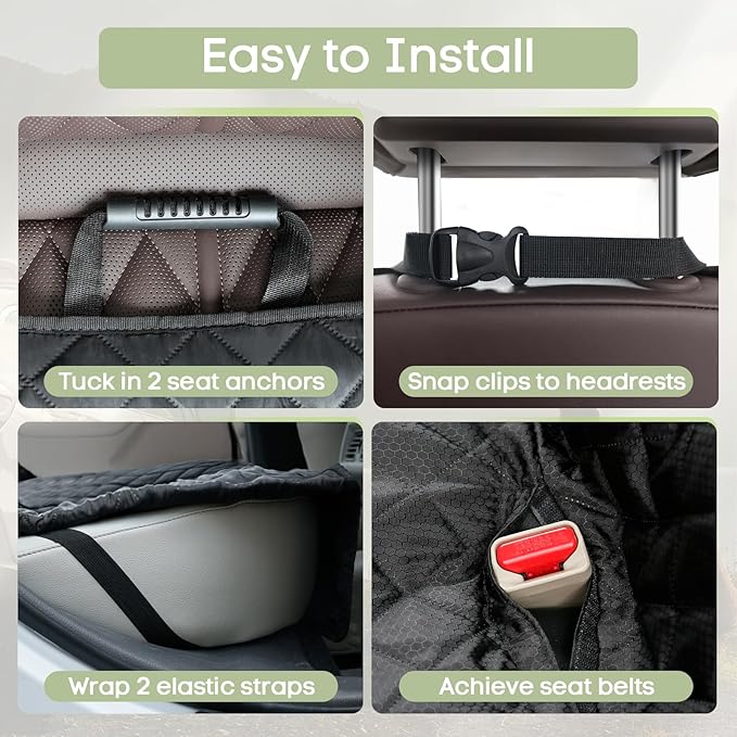 Dog Car Seat Cover for Back Seat, Waterproof Pet Bench Seat Cover for Dogs, Scratchproof Nonslip Reat Seat Protector for Cars, Trucks, SUVs