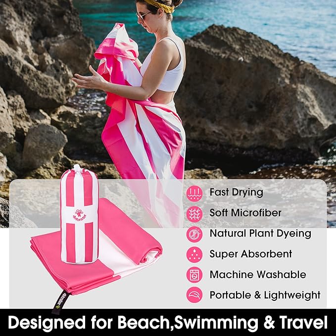 4Monster Microfiber Beach Towel Quick Dry,Super Absorbent Lightweight Travel Towel for Swimmers, Sand Free Camping Towel, Beach Towels for Pool,Swim,Water Sports,Yoga