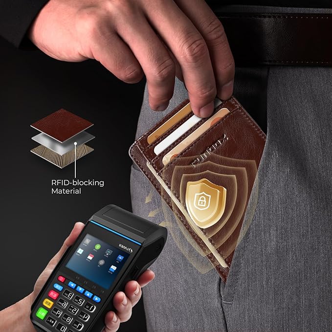 RUNBOX Slim Minimalist Front Pocket RFID Blocking Leather Wallets for Men and Women Card Holder Wallets Gifts for men