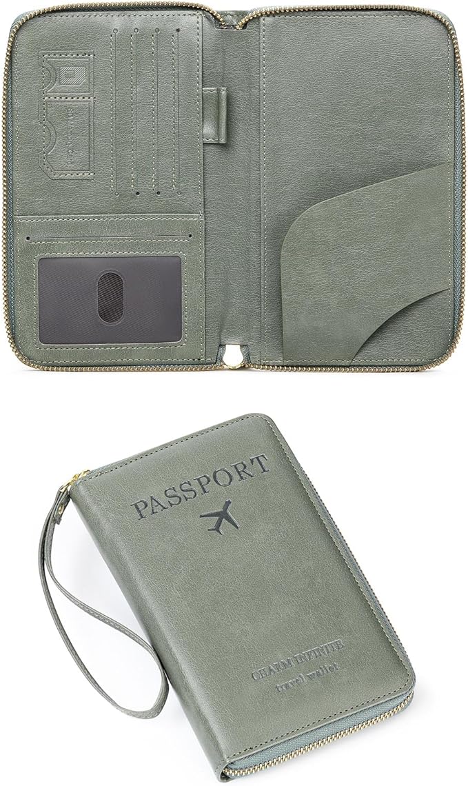 Leather RFID Blocking Passport Holder Travel Wallet, Passport Cover/Travel Wallet for Women/Men with
