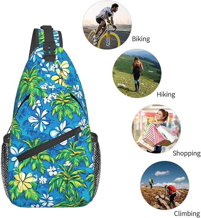 Hawaii Tropical Palm Sling Backpack Crossbody Bag Casual Chest Bags Travel Hiking Daypack Shoulder Bag for Women Men