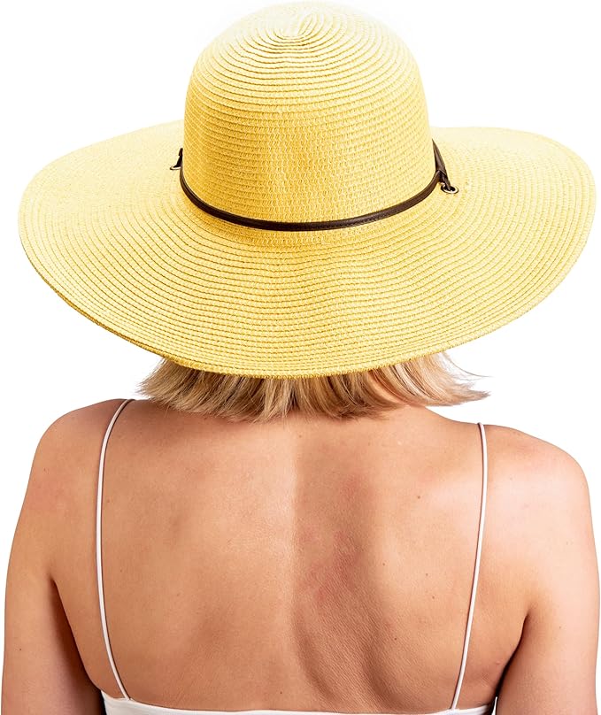 Sloggers Women's Wide Brim Braided Sun Hat with Wind Lanyard - UPF 50+ Maximum Sun Protection