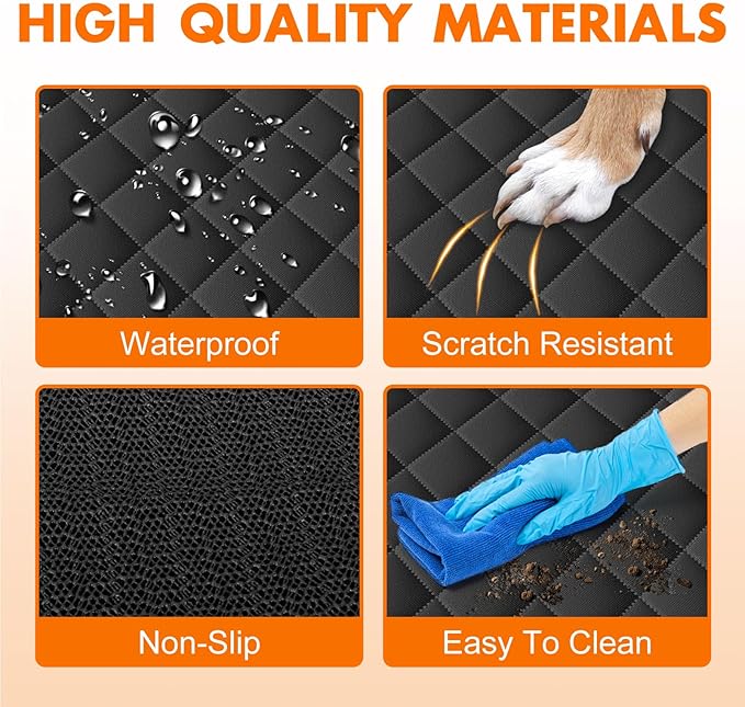 Backseat Cover for Dogs, Waterproof and Non-Slip Pet Bench Seat Covers, Car Seat Protector for Back Seat, Universal Size Rear Car Seat Cover Fits Cars, Trucks and SUVs, M-Black