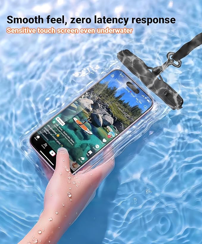 【2 Pack】Coolpow Waterproof Phone Pouch【Easy Lock & Heavy Duty】IPX8 Water Proof Cell Phone Dry Bag for Beach Vacation Waterproof Phone Case With Lanyard Protector for iPhone 17 Samsung All 4-7" Phone