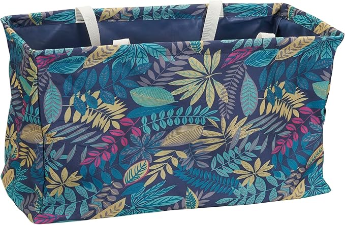 Household Essentials Large Canvas Utility Tote Bag with Handles | Collapsible Storage Basket for Laundry, Groceries, College, Beach, Car & More | Water-Resistant Lining | 11"x22"x13"