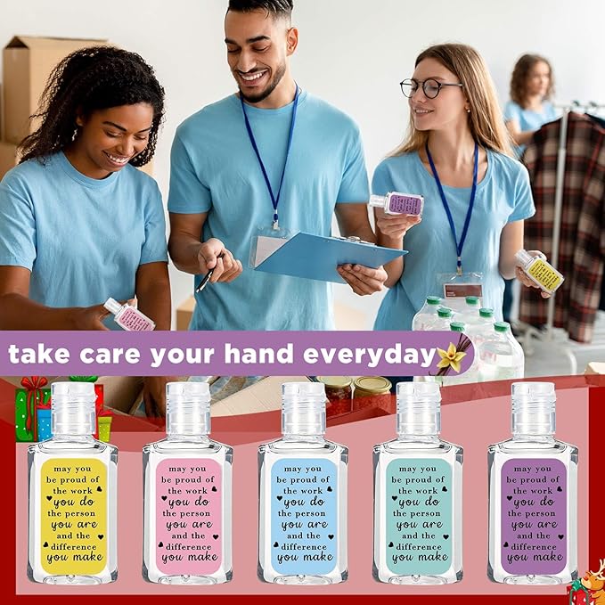 10 Pcs Thank You Gifts for Coworker Mini Hand Sanitize Gel Bulk Scent Hand Sanitizer Travel Size Inspirational Appreciation Gifts for Party Supplies Friends Teacher Employee