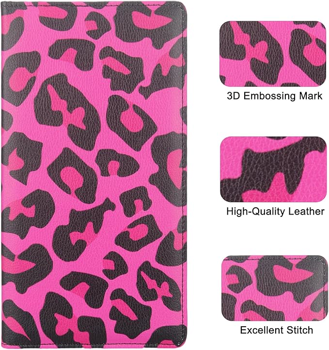 Premium Car Registration & Insurance Card Holder with Magnetic Shut, Vehicle Glove Box Car Organizer - For Documents, Cards, License (Leopard B)