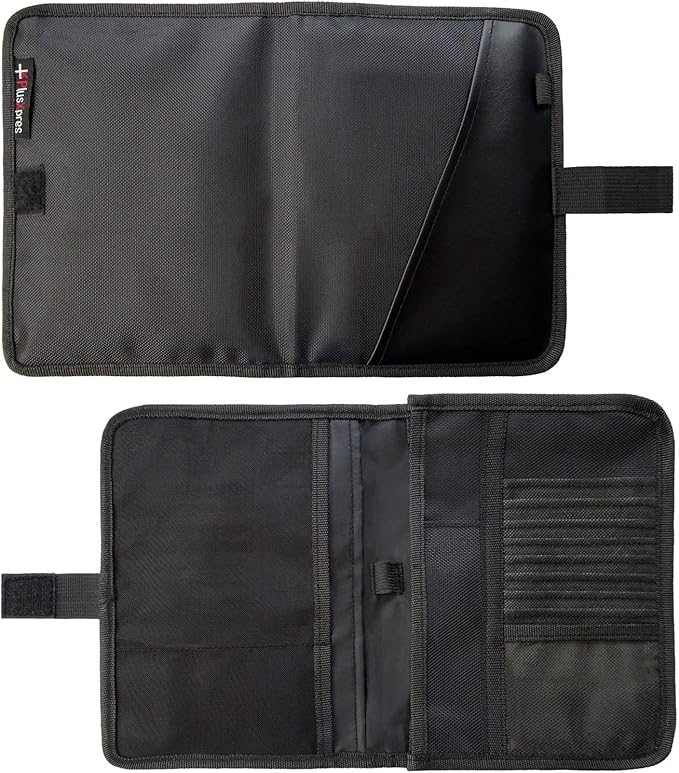 Glove Box Compartment Organizer - Car Document Holder - Owner Manual Case Pouch - Vehicle Storage Wallet for Registration & Insurance Card - Premium Auto Paperwork Holder - Log Book included - Black