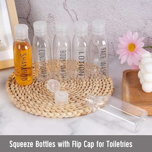 Travel Bottles for Toiletries 6 PCS 3.4oz/100ml Travel Size Containers Plastic Lotion Bottle TSA Approved Leak Proof Squeeze Bottles with Flip Cap for Toiletries, Shampoo & Lotion (Clear)