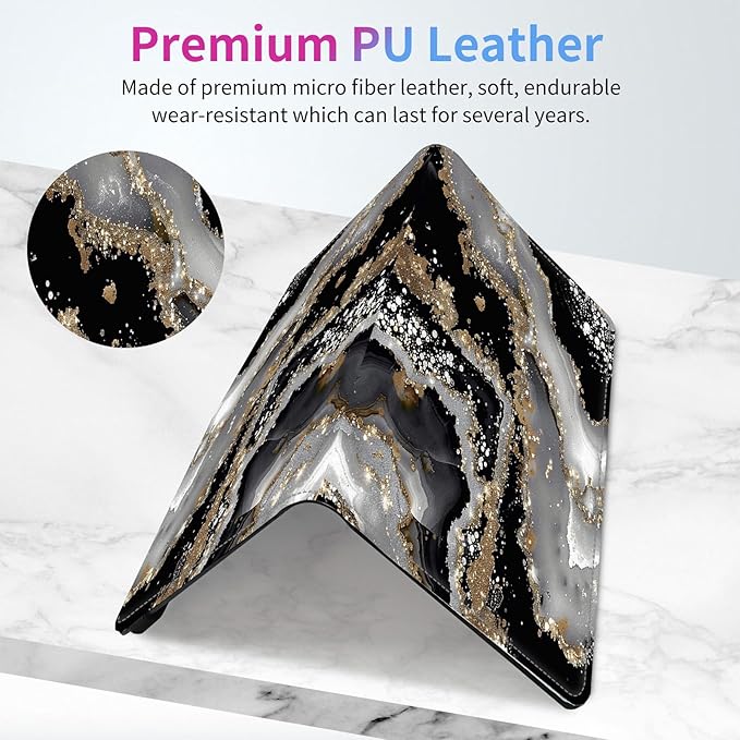 Car Registration and Insurance Holder,PU Leather Car License Document Insurance and Registration Card Holder Men Women Vehicle Glove Box Organizer Auto Accessories-Black Gold Marble