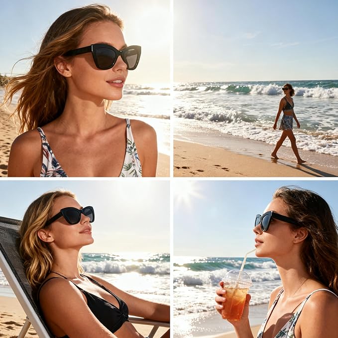 ZENOTTIC Retro Polarized Sunglasses Women - Oversized Cat Eye Trendy Glasses UV Protection - for Beach,Hiking,Party ZS6243