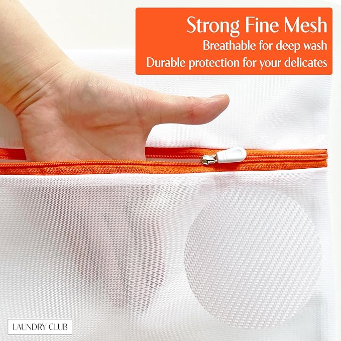 4 Pack Mesh Laundry Bags for Delicates 12inx16in (30cmx40cm), Dryer Safe, Breathable Fine Net, Sturdy Anti-Rust Zipper, Mesh Laundry Bags for Lingerie, Bra, Underwear, Sneakers, Socks, Laundry Club™