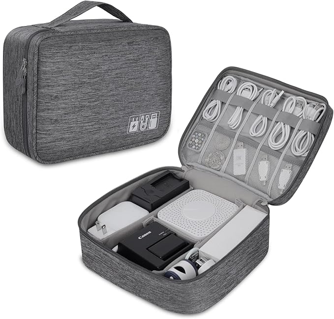 Electronic Organizer Travel Universal Cable Organizer Electronics Accessories Bag for Cable, Charger, Phone, USB, SD Card,1Pack