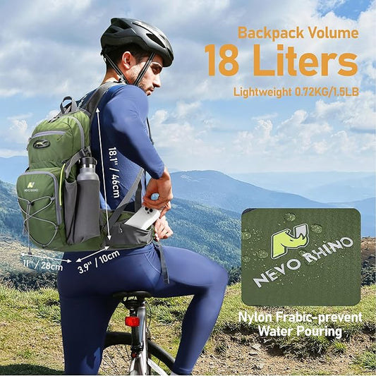 N NEVO RHINO Hydration Backpack, 18L Multipurpose Hiking Backpack with 3L Water Bladder, Water Backpack Insulated Hydration Pack Ideal for Hiking and Cycling