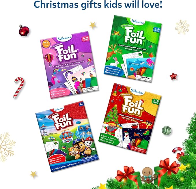 Skillmatics Foil Fun - PAW Patrol, Mess-Free Art & Craft Kits for Kids, DIY Creative Activity, Travel Toys, Christmas Gifts for Fans of Chase, Marshall, Skye, Girls, Boys, Ages 4, 5, 6, 7, 8 and Up