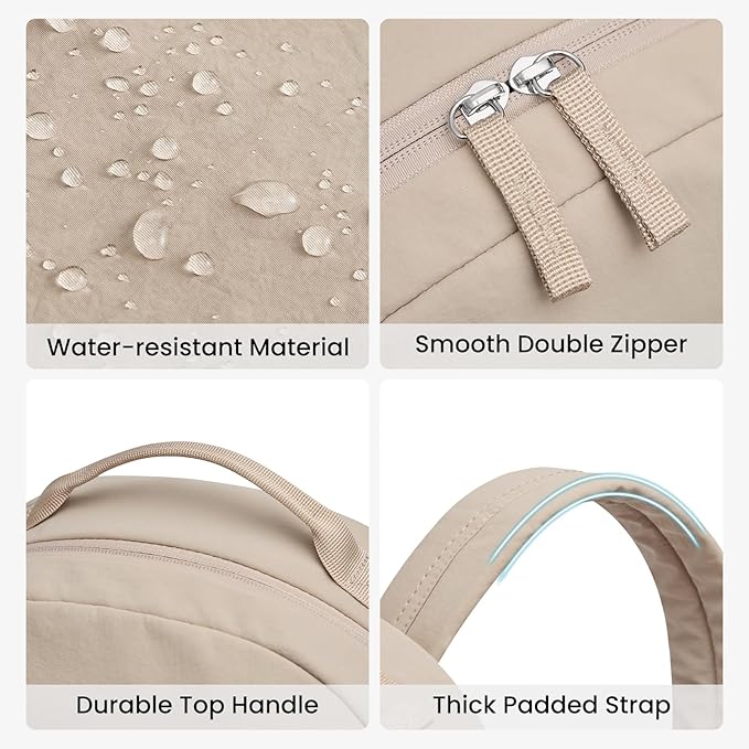 G4Free Small Nylon Backpack for Women Men, Lightweight Backpack Daypack for Travel Work Hiking, Khaki