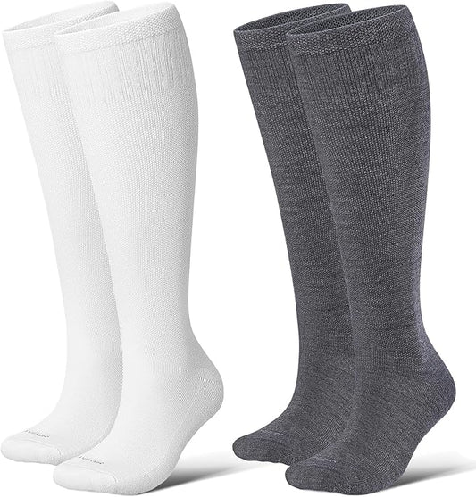LEVSOX Thick Merino Wool Compression Socks for Women and Men 20-30mmHg Knee High Support Socks for Flying Nurses Pregnancy