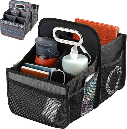 High Road Car Caddy with Cup Holders - Front Seat Organizer for Drivers or Back Seat Organizer for Kids - Portable Car Organizer with Easy One-Handed Carry Handle